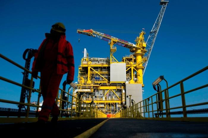 A worker on a platform in the Culzean gasfield in the North Sea, about 230km east of Aberdeen