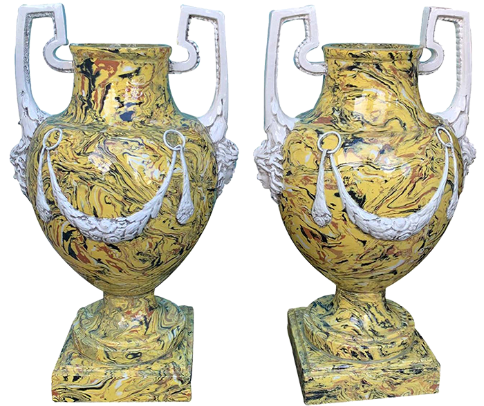 Mid-century Italian agateware urns