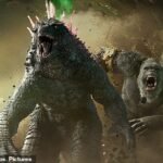 Godzilla (esquerda) e King Kong (direita).  No papel, Godzilla e Kong são uma parceria de ataque formidável, mas a realidade é que não são jogadores de equipe