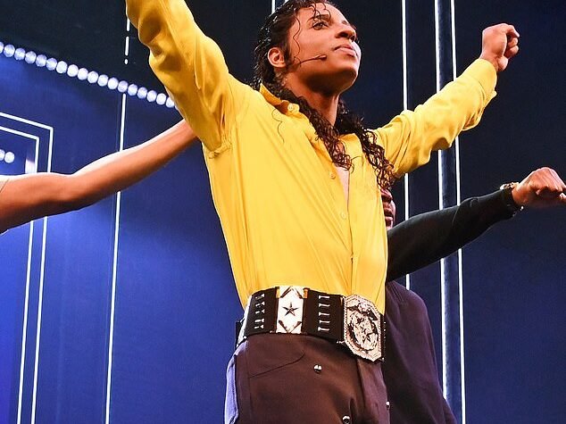 After its controversial Broadway launch in 2022 , the musical based on the life of Michael Jackson arrived at the West End to much fanfare earlier this month (Myles Frost pictured as Michael)