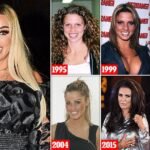 The many faces of Katie Price: MailOnline takes a look at the star's changing look after two decades of boob jobs, Botox and face lifts